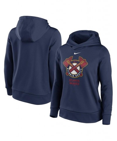 Women's Navy Atlanta Braves Alternate Logo Performance Pullover Hoodie Navy $48.59 Sweatshirts