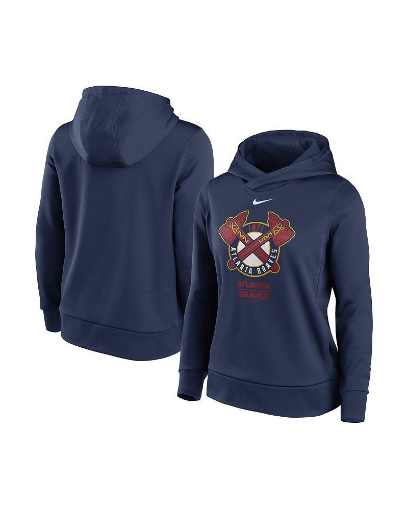 Women's Navy Atlanta Braves Alternate Logo Performance Pullover Hoodie Navy $48.59 Sweatshirts