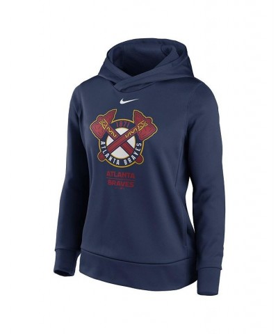 Women's Navy Atlanta Braves Alternate Logo Performance Pullover Hoodie Navy $48.59 Sweatshirts