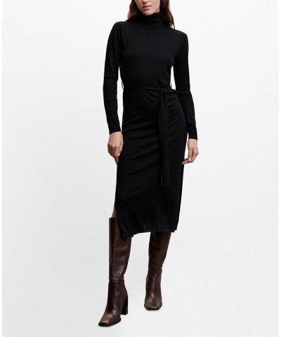 Women's Knitted Turtleneck Dress Black $38.49 Dresses
