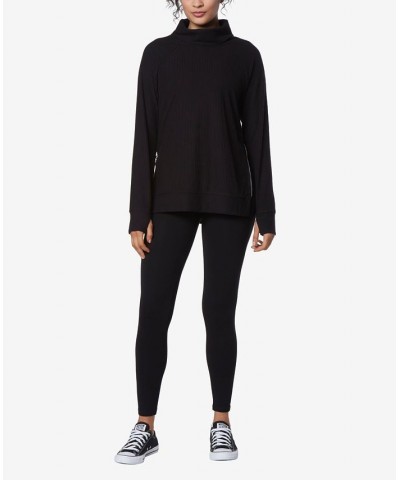 Women's Long Sleeve Brushed Rib Pull Over Top Black $24.68 Tops