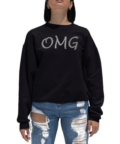 Women's Word Art Crewneck OMG Sweatshirt Black $24.50 Tops