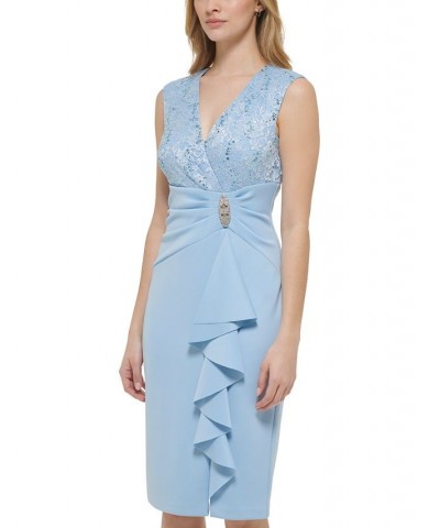 Petite Cascade-Drape-Front Sheath Dress Sky $42.57 Dresses