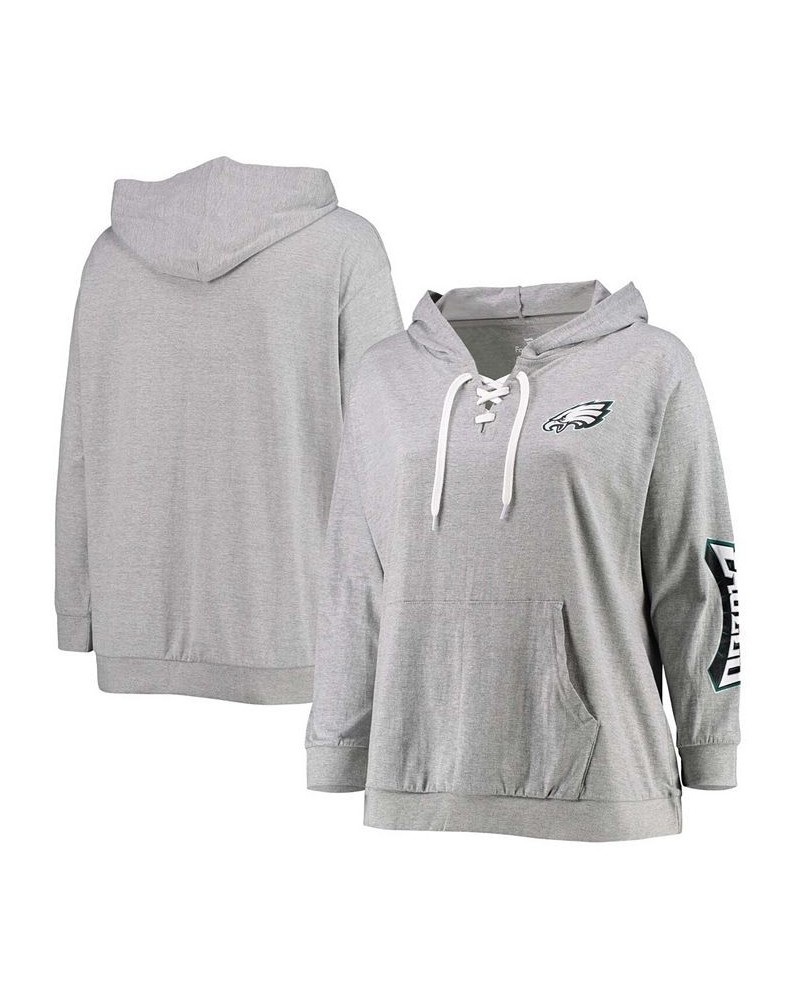 Women's Plus Size Heathered Gray Philadelphia Eagles Lace-Up Pullover Hoodie Heathered Gray $31.85 Sweatshirts