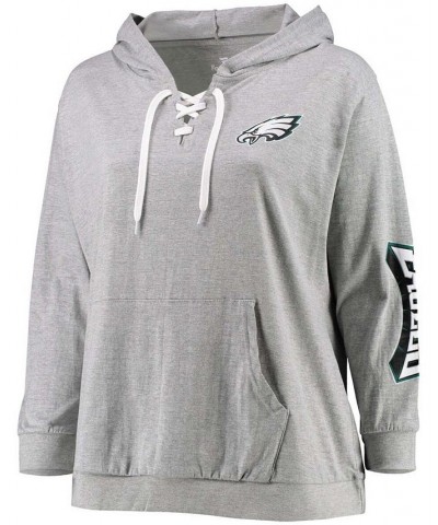 Women's Plus Size Heathered Gray Philadelphia Eagles Lace-Up Pullover Hoodie Heathered Gray $31.85 Sweatshirts