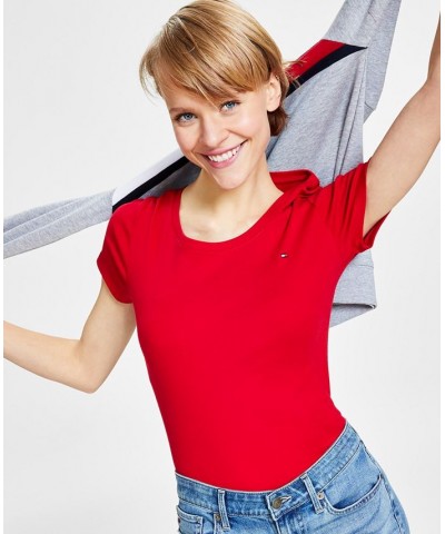 Women's Cotton Scoop Neck T-Shirt Red $18.98 Tops