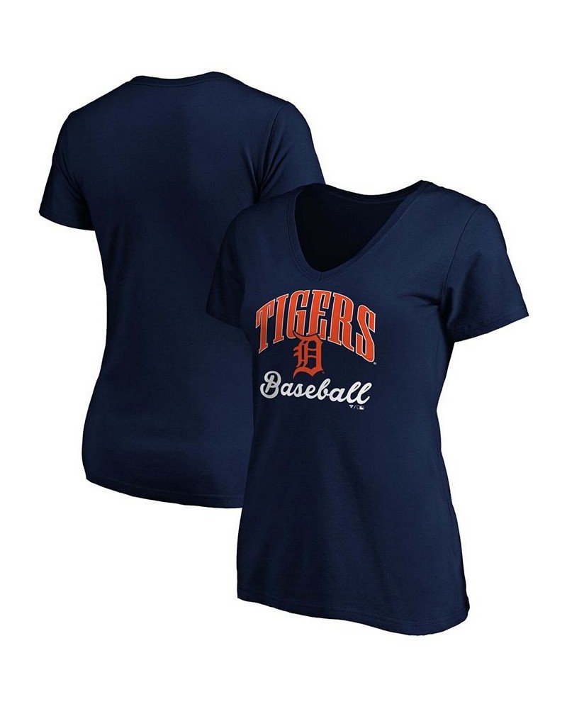 Women's Navy Detroit Tigers Victory Script V-Neck T-shirt Navy $21.99 Tops