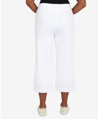 Women's Banded Denim Capri Pants White $29.89 Pants