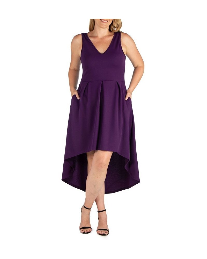 Women's Plus Size High Low Party Dress Purple $26.99 Dresses