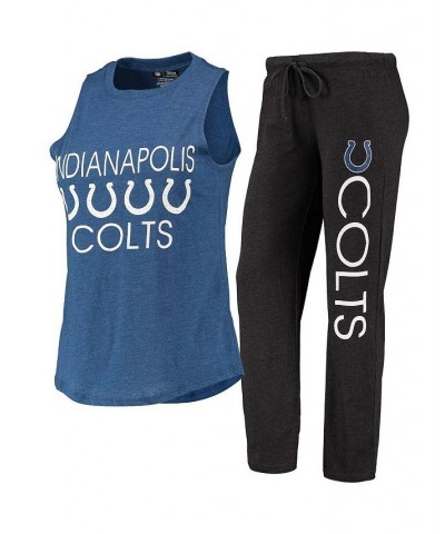 Women's Black Royal Indianapolis Colts Muscle Tank Top and Pants Sleep Set Black, Royal $33.60 Pajama