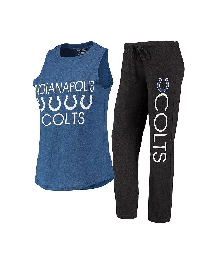 Women's Black Royal Indianapolis Colts Muscle Tank Top and Pants Sleep Set Black, Royal $33.60 Pajama