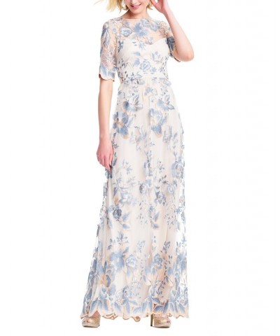 Women's Embroidered Illusion Gown Thundercloud/gold $47.68 Dresses