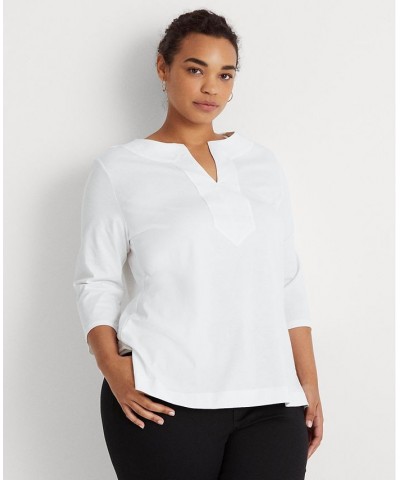 Plus Size Split-Neck Tunic White $39.75 Tops