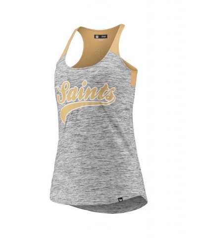 Women's Gold-Tone and Black New Orleans Saints Space Dye Racerback Tank Top Gold-Tone, Black $18.89 Tops