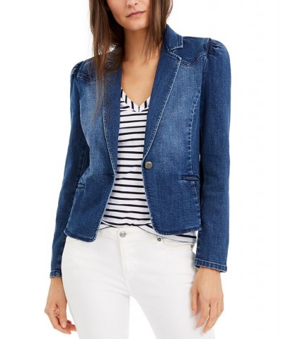 Women's Puff-Sleeve Blazer Blue $28.59 Jackets