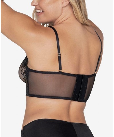 Sheer Lace Bustier Bralette Lingerie with Underwire Black $31.85 Bras