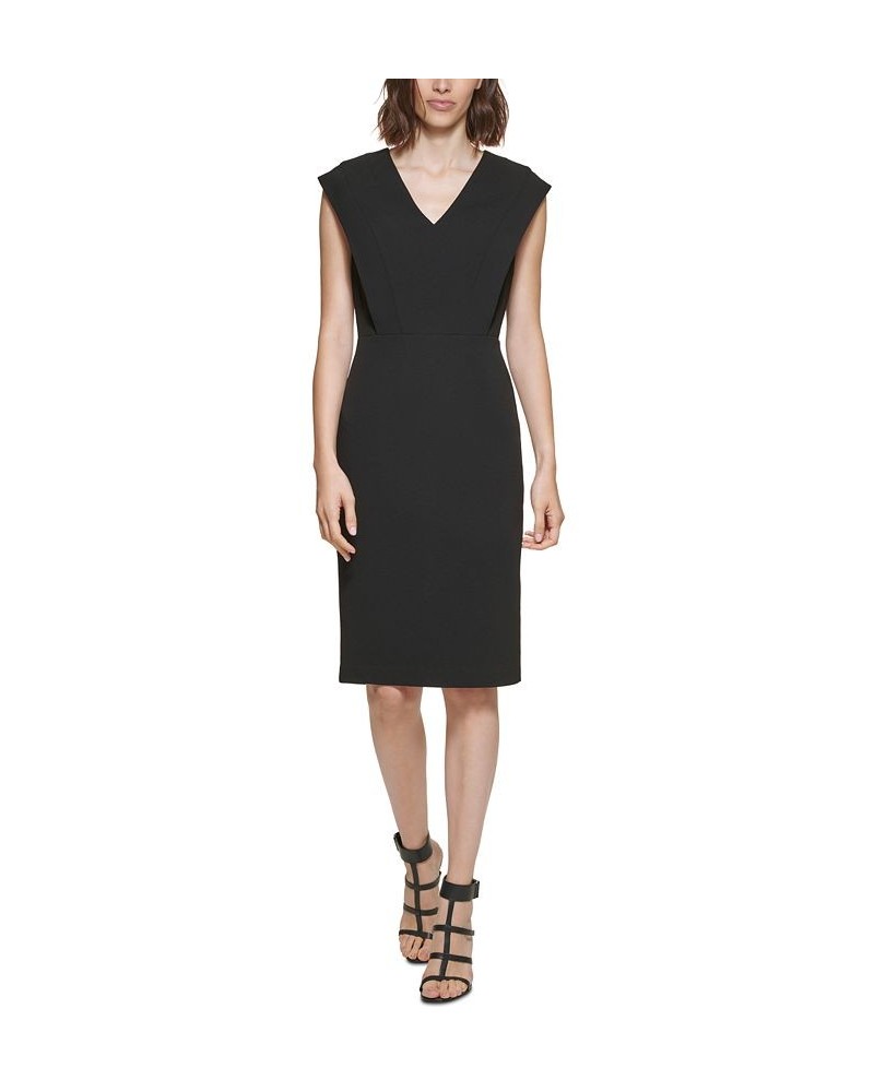 Women's Cap-Sleeve V-Neck Sheath Dress Black $59.77 Dresses