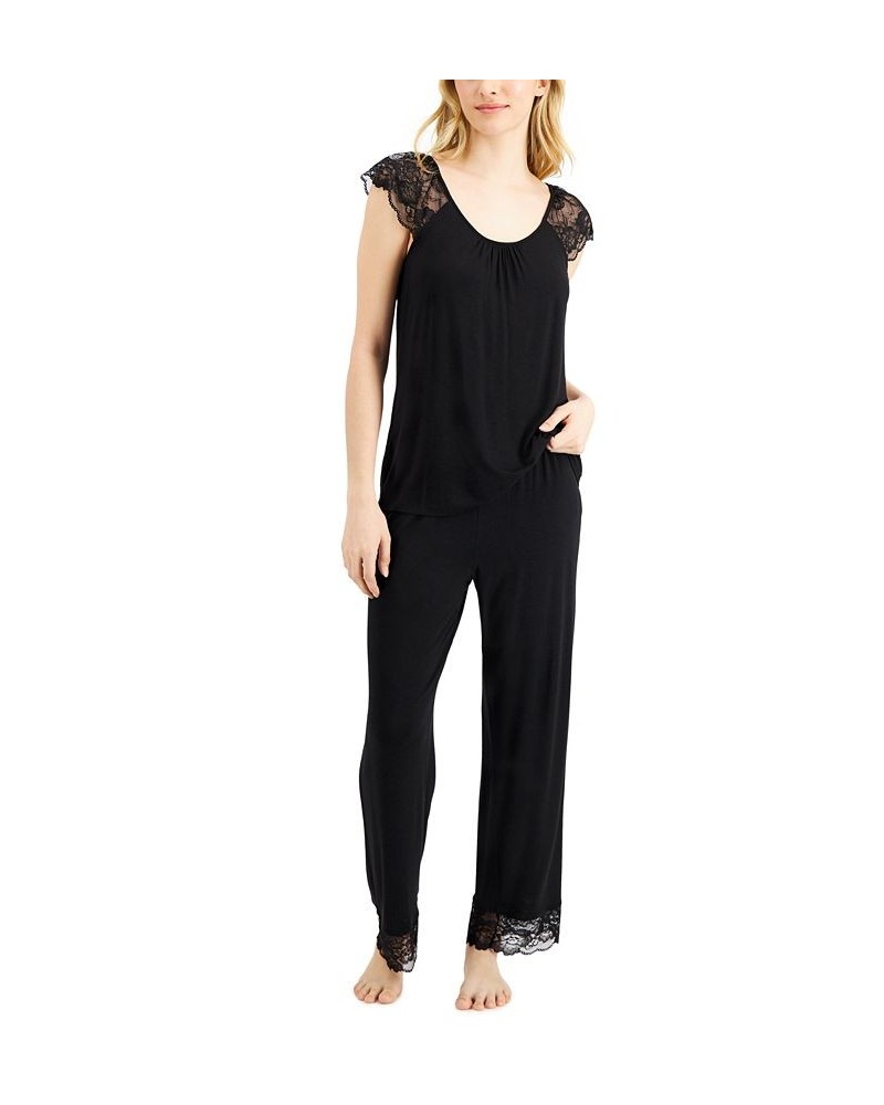 Cotton Lace-Trim Pajama Set Classic Black $16.22 Sleepwear