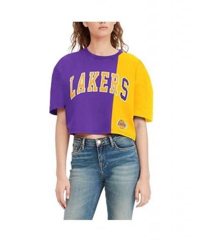 Women's Purple Gold Los Angeles Lakers Betsy Relaxed Crop T-shirt Purple, Gold $20.50 T-Shirts