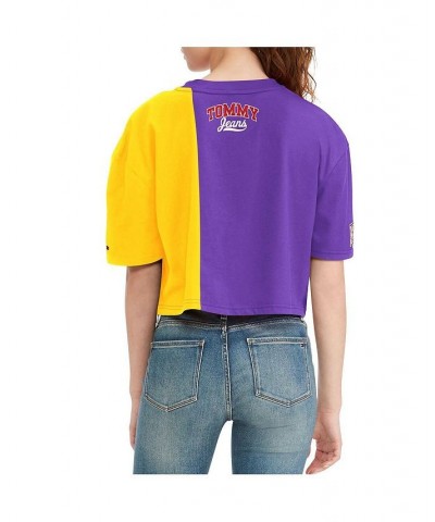 Women's Purple Gold Los Angeles Lakers Betsy Relaxed Crop T-shirt Purple, Gold $20.50 T-Shirts