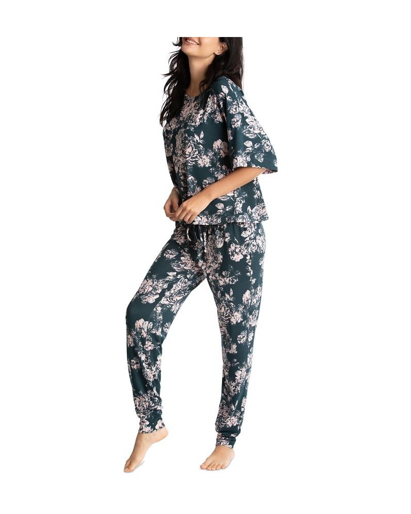 Alexis Printed Hacci Lounge Pajama Set Black $20.28 Sleepwear