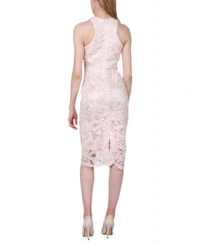 Women's Lace Bodycon Halter Dress Blush $65.19 Dresses