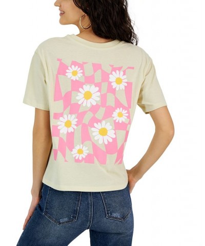 Juniors' Crewneck Daisy Short-Sleeve T-Shirt Frozen Dew $13.20 Tops