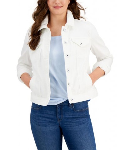 Petite Classic Denim Jacket Bright White $15.64 Jackets