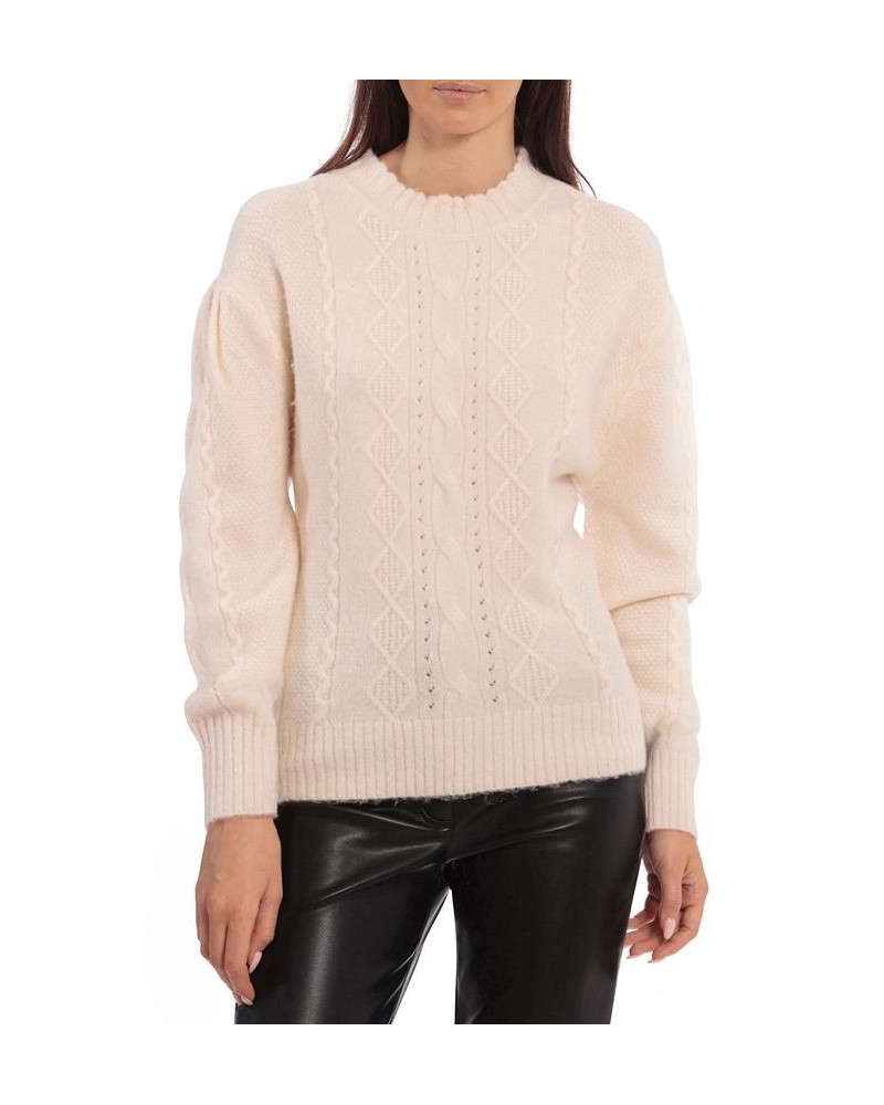 Women's Cable-Knit Pullover Sweater White $22.00 Sweaters