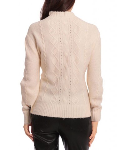 Women's Cable-Knit Pullover Sweater White $22.00 Sweaters