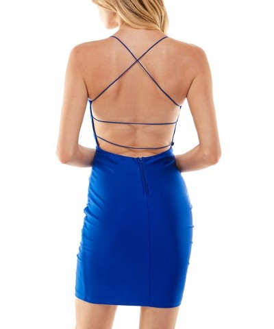 Juniors' Ruched Open-Back Bodycon Dress Electric Blue $22.61 Dresses