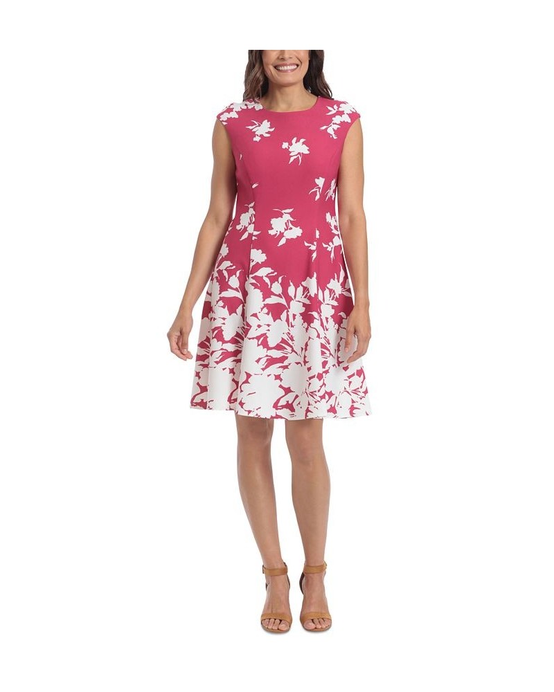 Petite Printed Cap-Sleeve Fit & Flare Dress Cherry/Ivory $53.46 Dresses