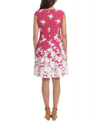 Petite Printed Cap-Sleeve Fit & Flare Dress Cherry/Ivory $53.46 Dresses