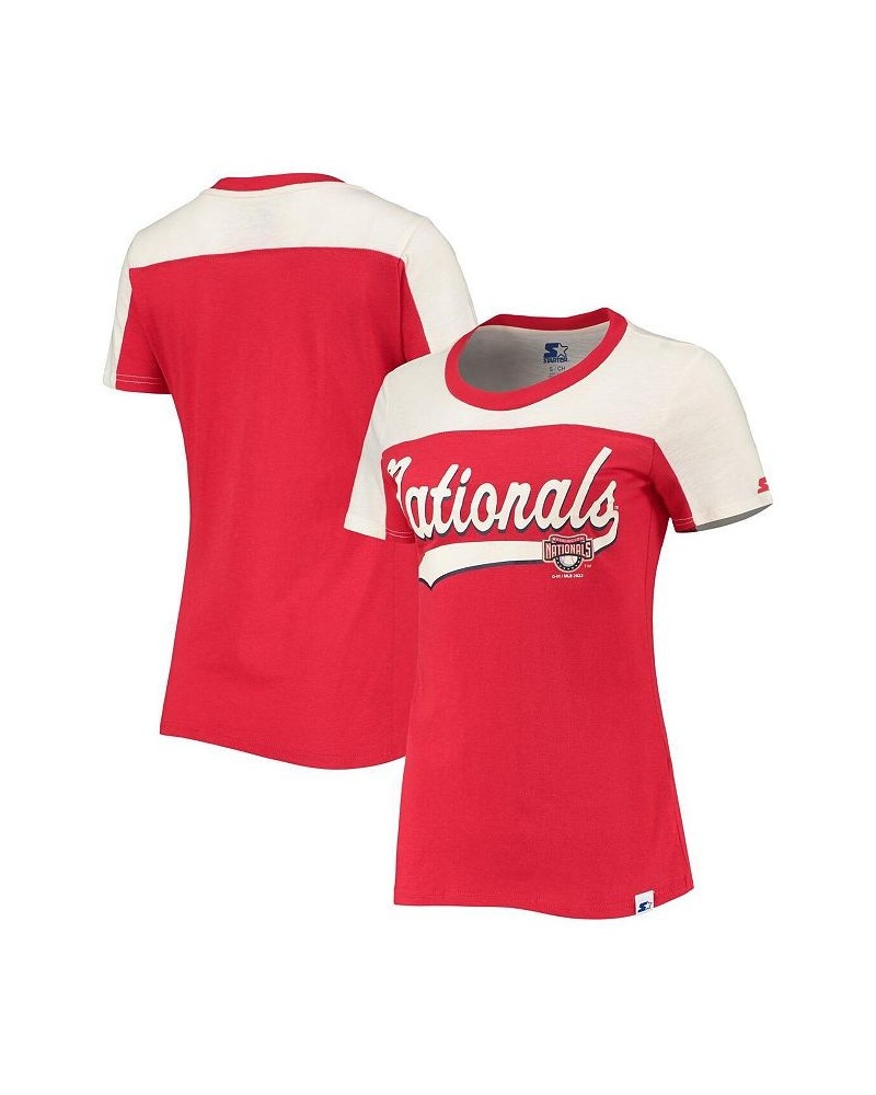Women's Red and White Washington Nationals Kick Start T-shirt Red, White $19.94 Tops