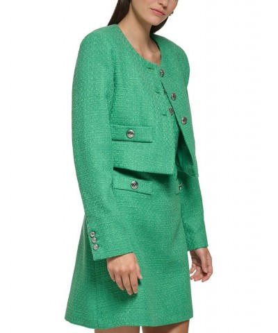 Women's Tweed Cropped Jacket Green $83.66 Dresses