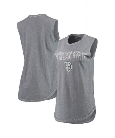 Women's Charcoal Michigan State Spartans Inside Out Washed Tank Top Charcoal $23.84 Tops