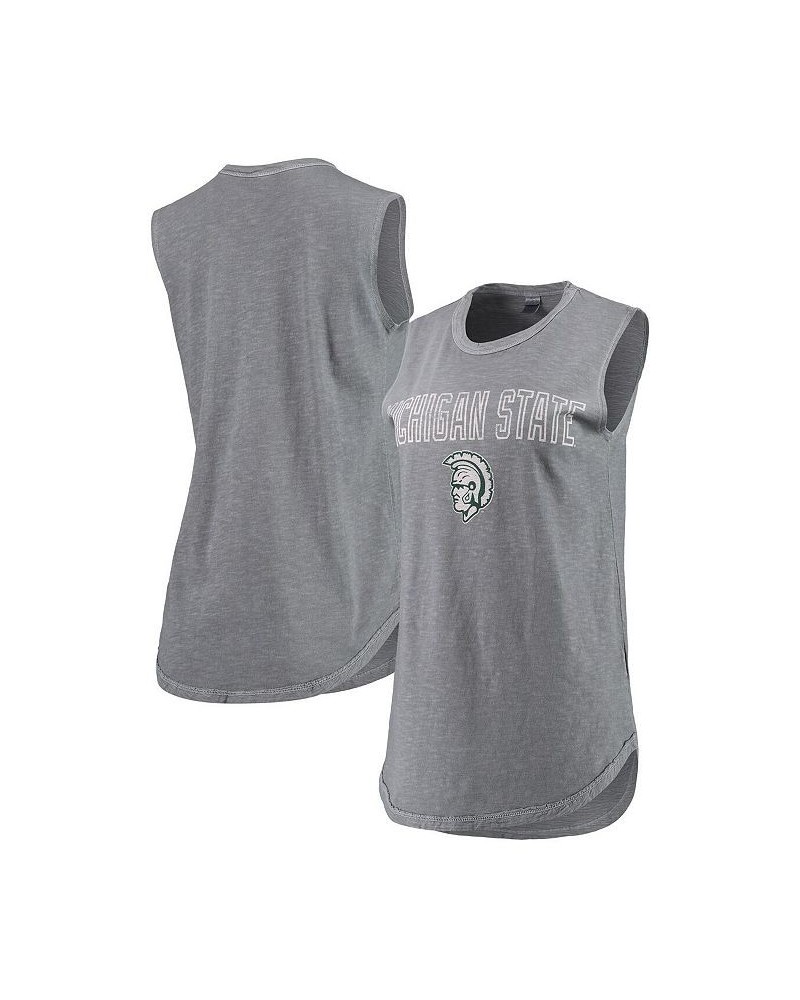 Women's Charcoal Michigan State Spartans Inside Out Washed Tank Top Charcoal $23.84 Tops