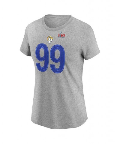 Women's Aaron Donald Royal Los Angeles Rams Super Bowl LVI Bound Name and Number T-shirt Gray $23.40 Tops