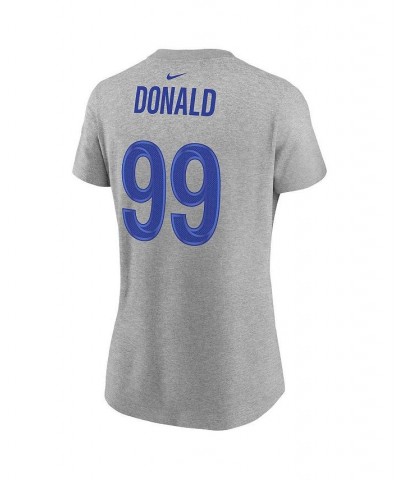 Women's Aaron Donald Royal Los Angeles Rams Super Bowl LVI Bound Name and Number T-shirt Gray $23.40 Tops