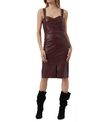 Women's Crolenda Faux-Leather Dress Bitter Chocolate $25.13 Dresses