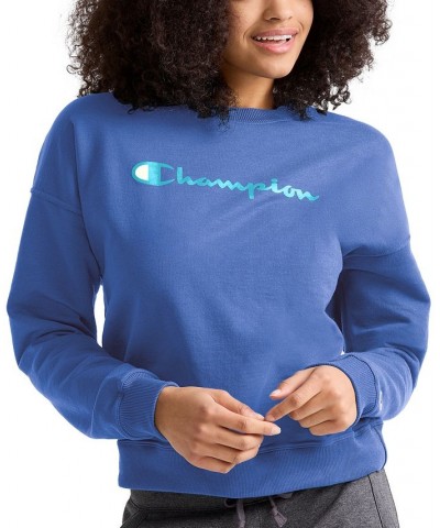 Women's Logo Fleece Crewneck Sweatshirt Blue $21.85 Sweatshirts