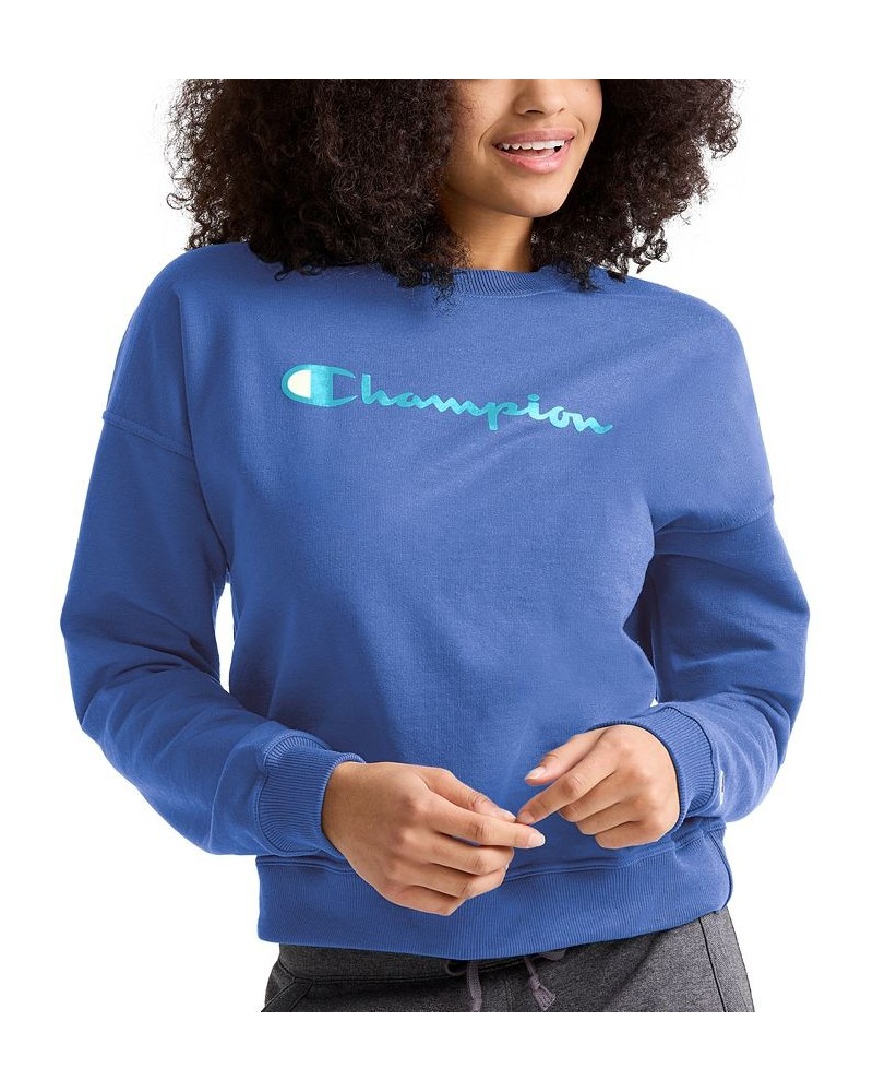 Women's Logo Fleece Crewneck Sweatshirt Blue $21.85 Sweatshirts