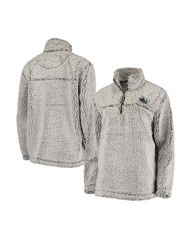 Women's Gray San Jose Sharks Sherpa Quarter-Zip Pullover Jacket Gray $42.89 Jackets
