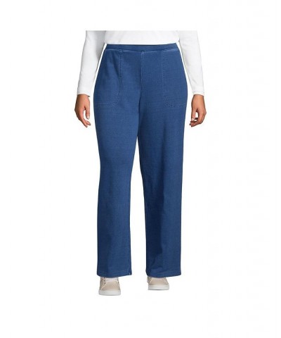 Women's Plus Size High Rise Serious Sweats Wide Leg Sweatpants Blue $31.48 Pants