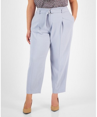 Plus Size Belted Textured Crepe Pants Moonstone $26.63 Pants