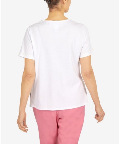 Petite Lace Stripe T-shirt White $35.48 Tops