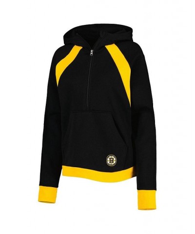 Women's Black Boston Bruins Wishbone Half-Zip Hoodie Black $43.20 Sweatshirts