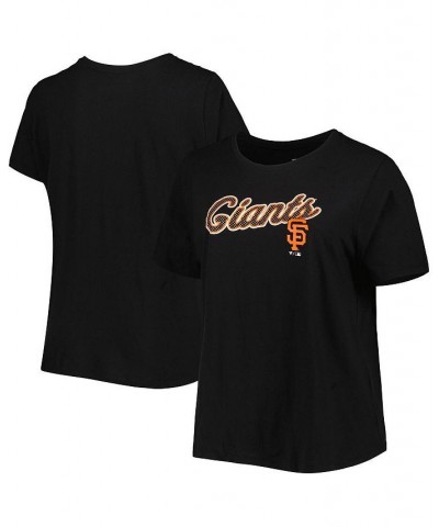 Women's Black San Francisco Giants Plus Size Team Scoop Neck T-shirt Black $14.35 Tops