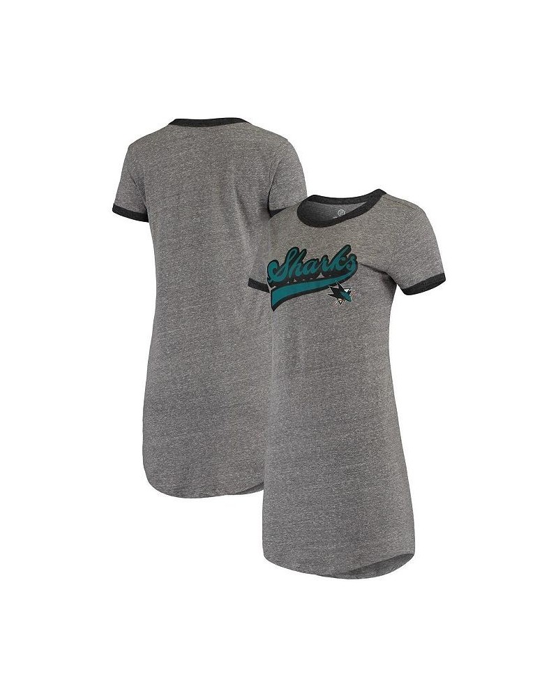 Women's Heather Gray San Jose Sharks T-shirt Dress Gray $30.55 Dresses